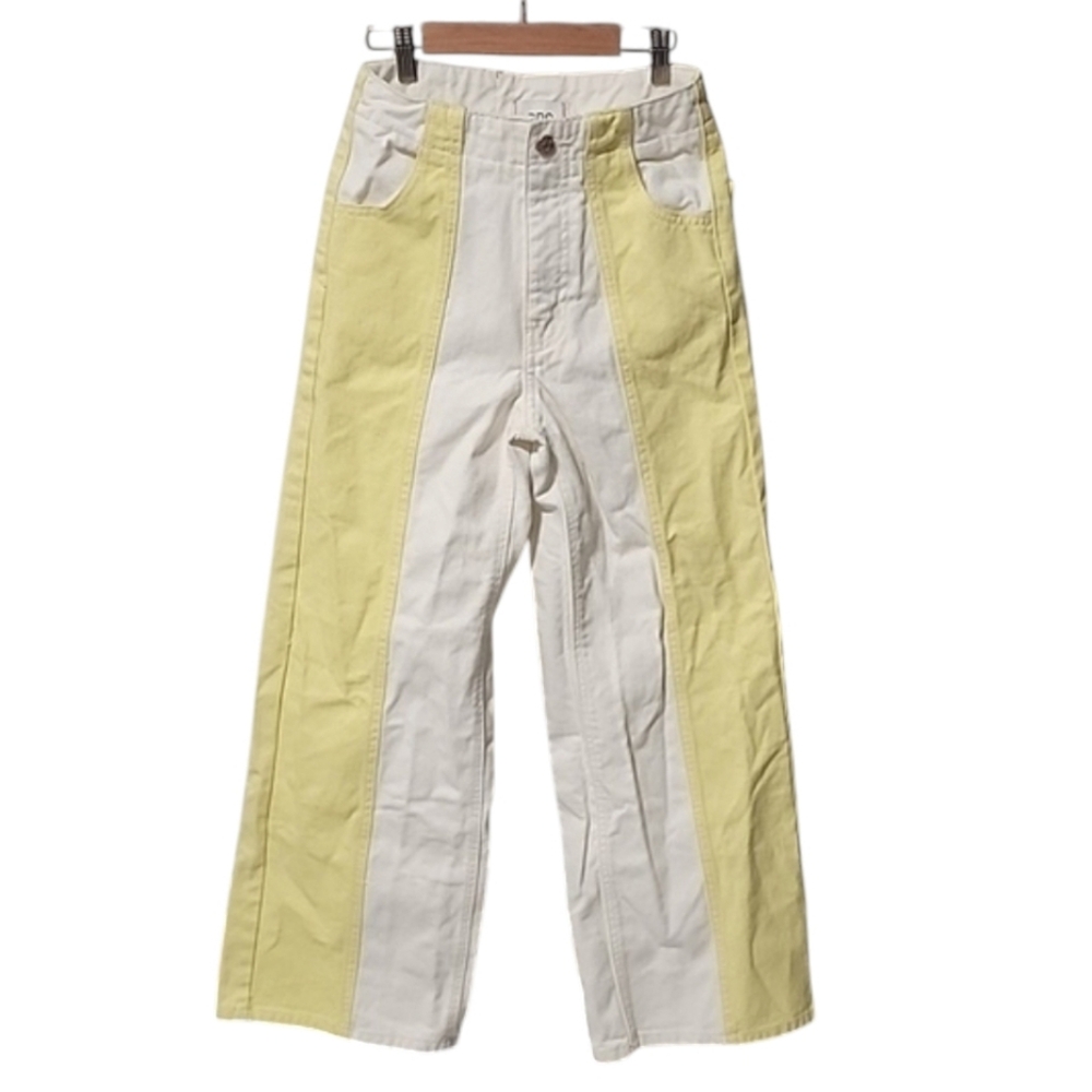 BDG URBAN OUTFITTERS Colorblock Wide Leg Jeans 25 Yellow White Y2K High Waist - Picture 7 of 15